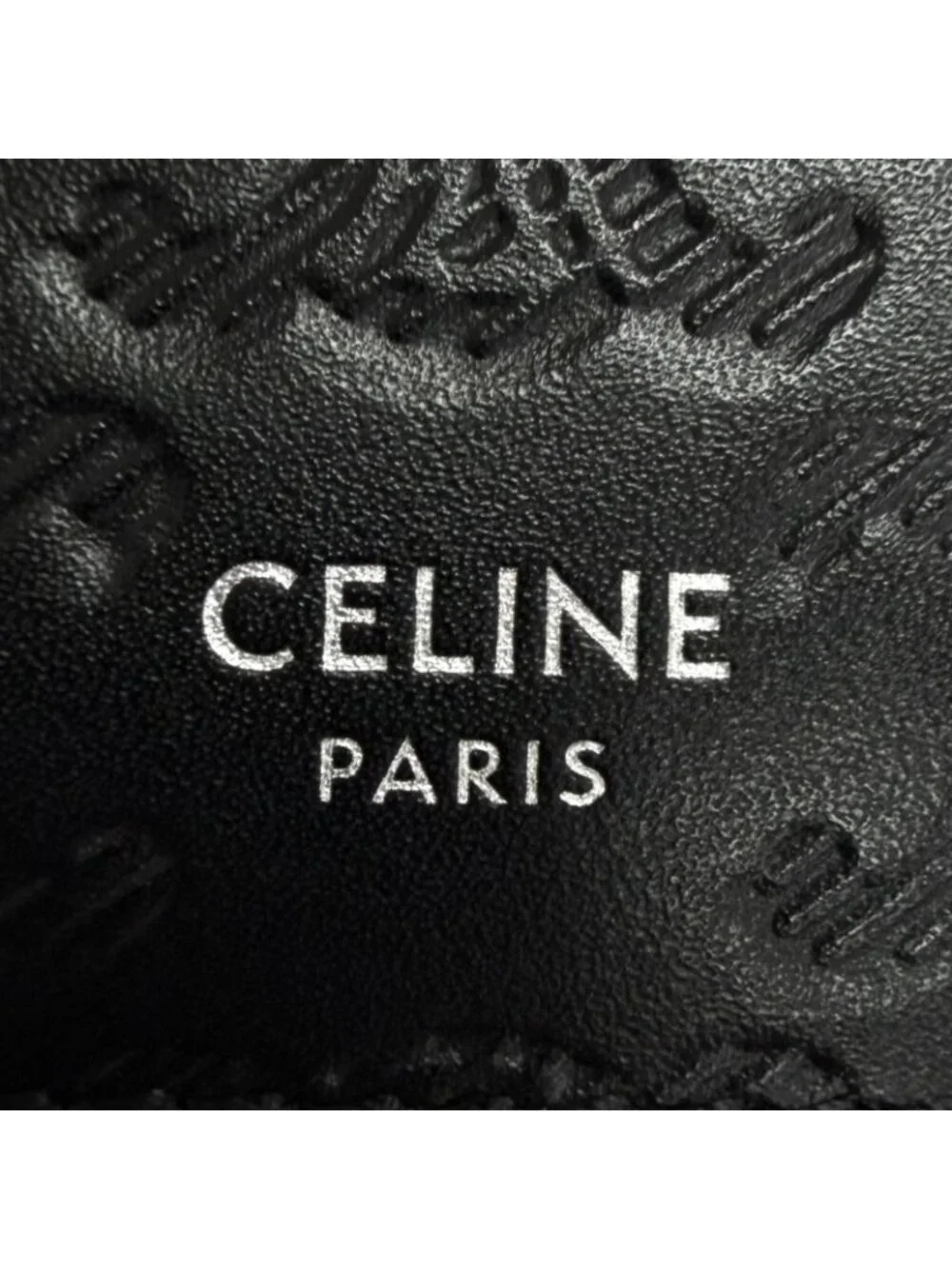 Celine Calfskin Triomphe Embossed Compact Wallet Bifold Black